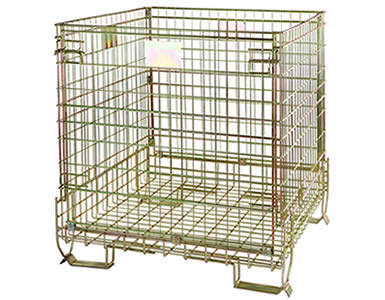 An American wire container made of brass wires  has no half drop gate.